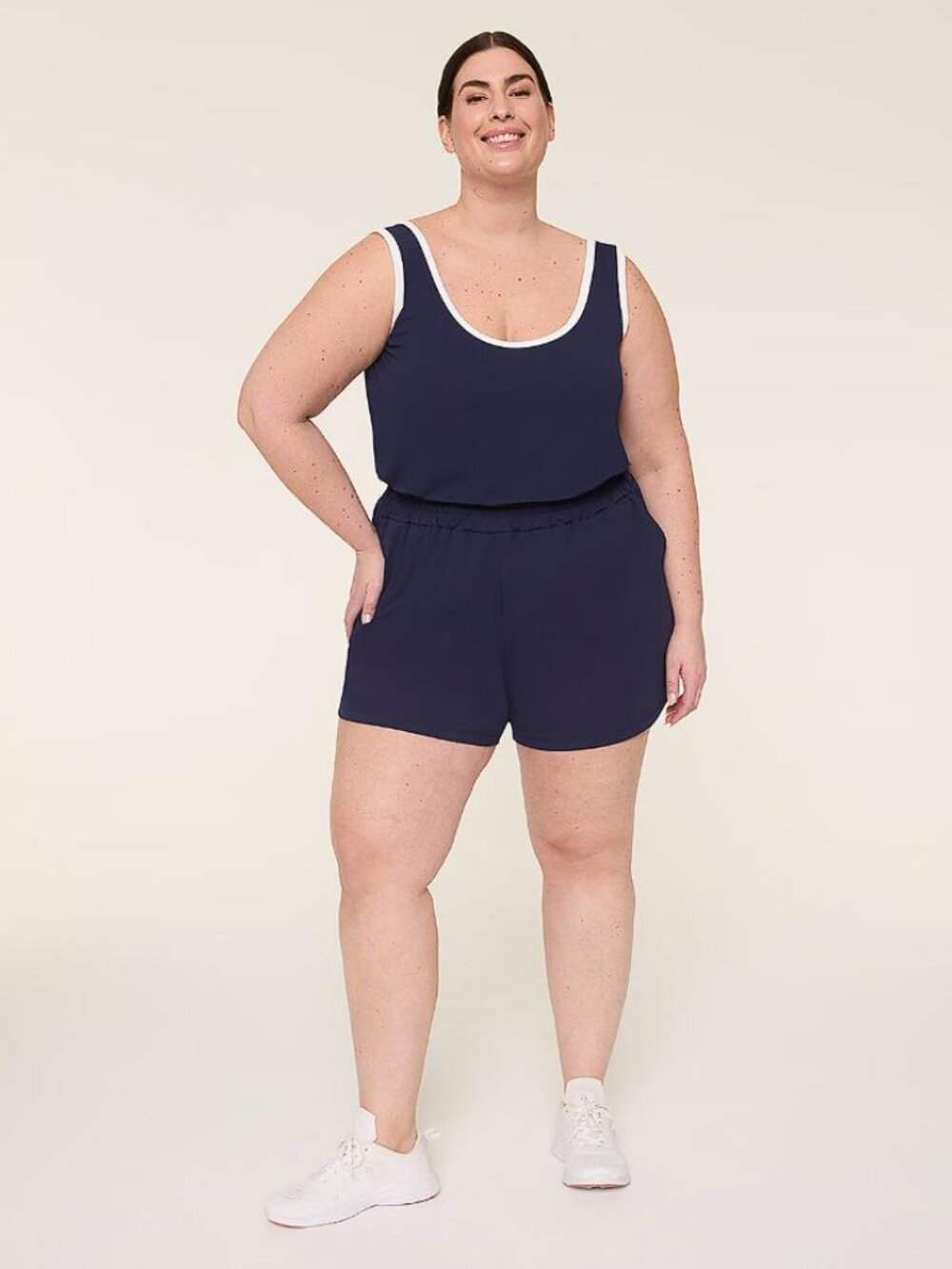 LIVI FOR LANE BRYANT Women's Soft Scoop-Neck Romper Size 22/24 In Navy
